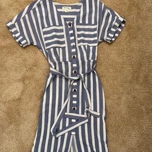 Blue and White Striped Dress